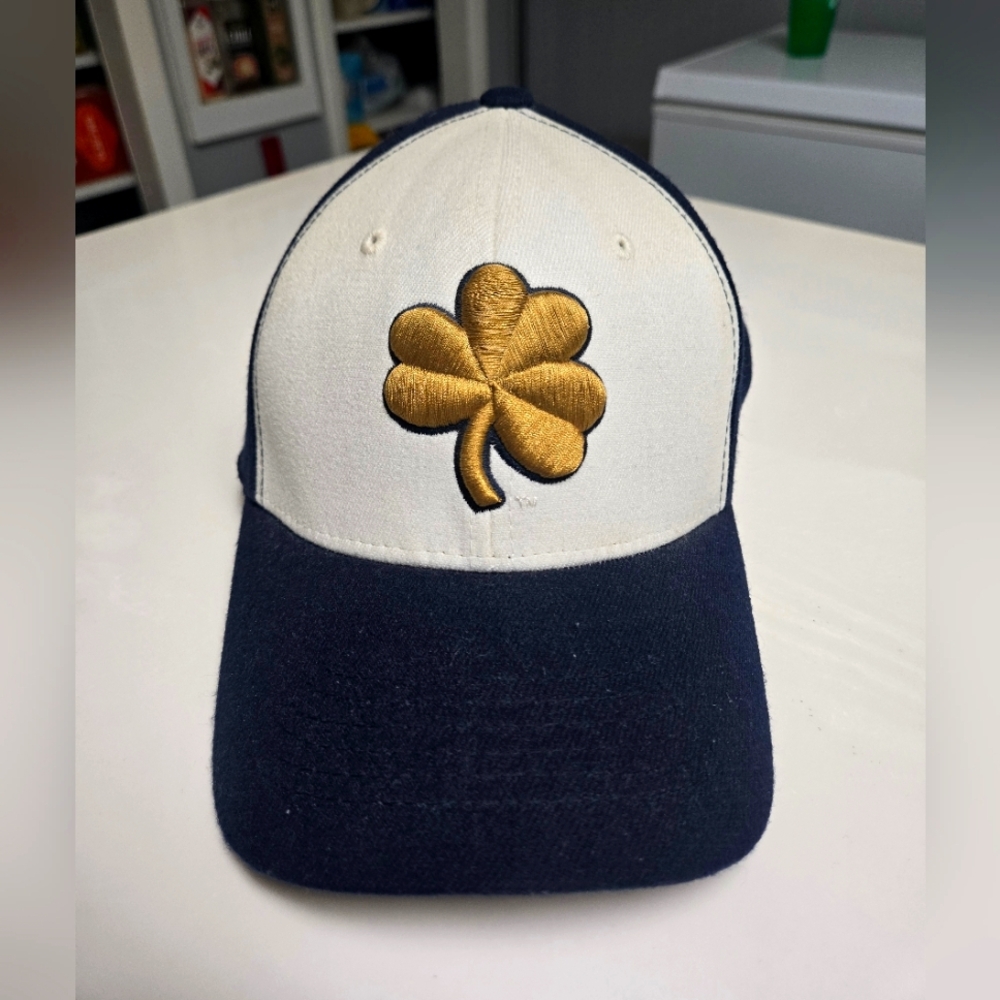 Notre Dame  Navy and White Cap with Gold Clover
